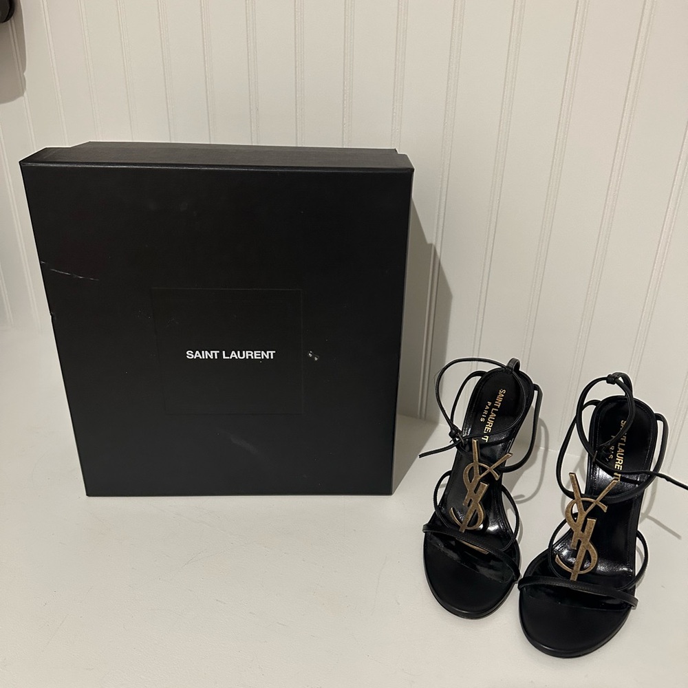 Saint Laurent Black and Gold Heels - Picture 3 of 5